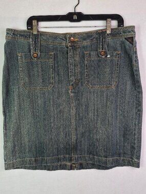 Riders Copper Collection Skirt Women's 15/16 Dark Denim Mini Slit Y2K Preppy